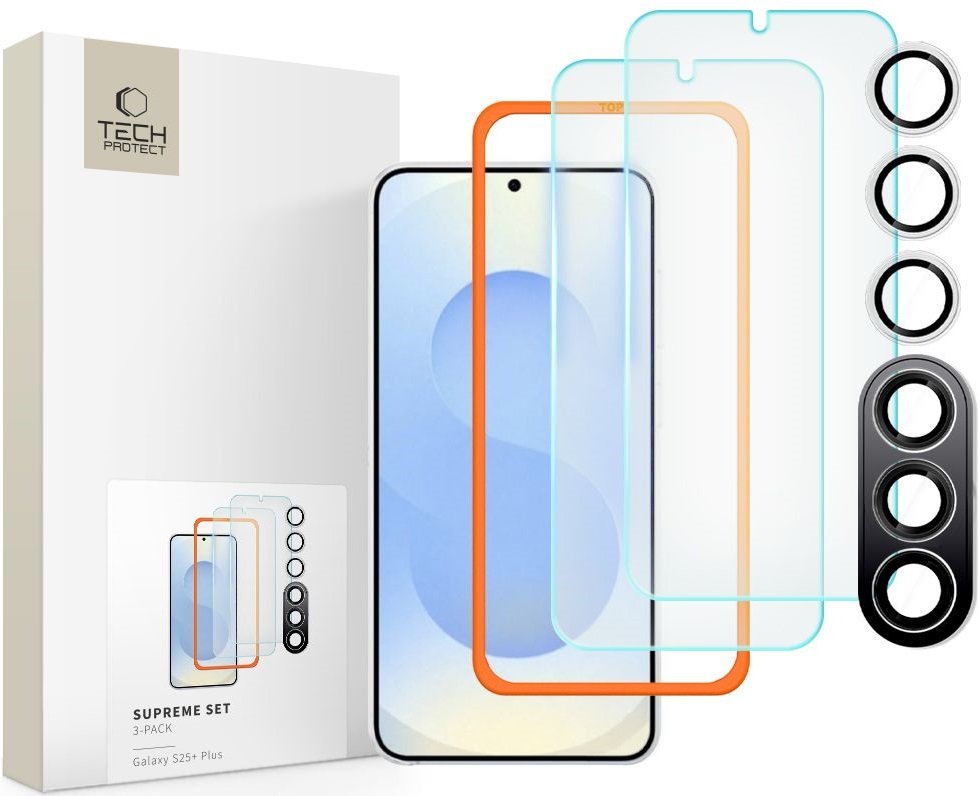 Tempered Glass Samsung Galaxy S25 Plus Tech-Protect Supreme Set με 2 x Αντιχαρακτικά Γυαλιά Προστασίας Οθόνης και 1 x Κάμερας