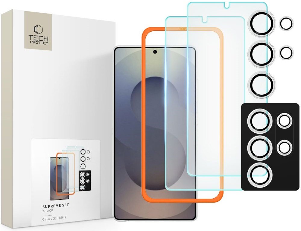 Tempered Glass Samsung Galaxy S25 Ultra Tech-Protect Supreme Set με 2 x Αντιχαρακτικά Γυαλιά Προστασίας Οθόνης και 1 x Κάμερα