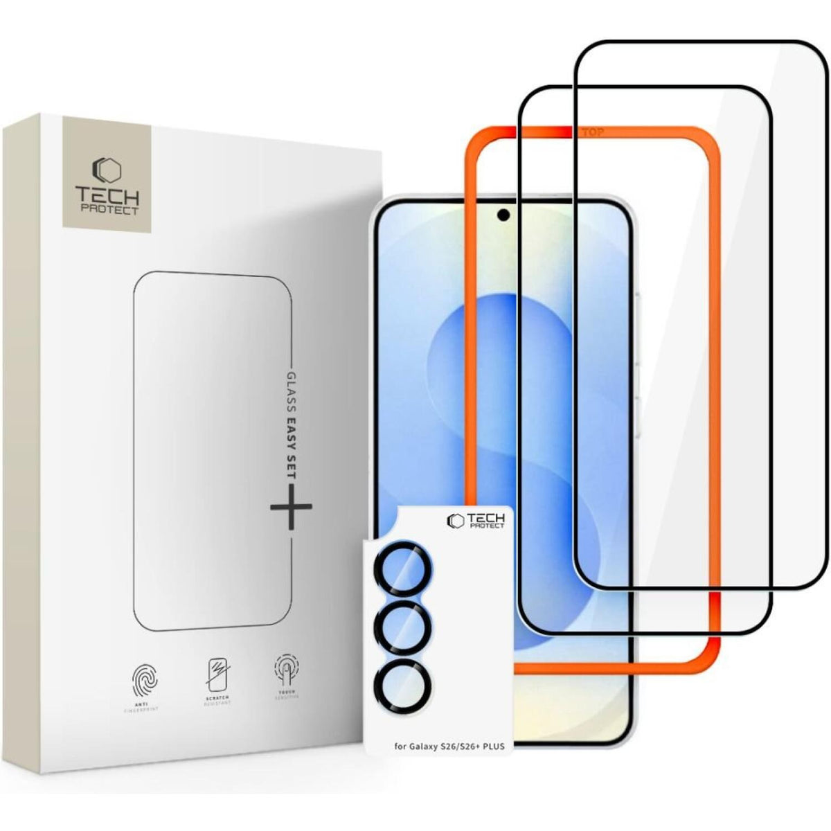 Tempered Glass Samsung Galaxy S26 Tech-Protect Easy Set+ με 2 x Full Face Αντιχαρακτικά Γυαλιά Προστασίας Οθόνης & 1 x για Φα