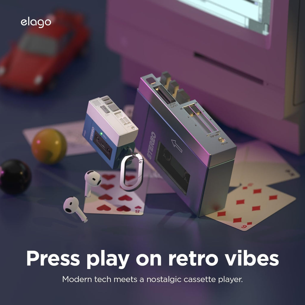 Θήκη AirPods 5 / 4 Elago Cassette Player Hang Case Σιλικόνης - Blue (EAP4-CST-HANG-BL)