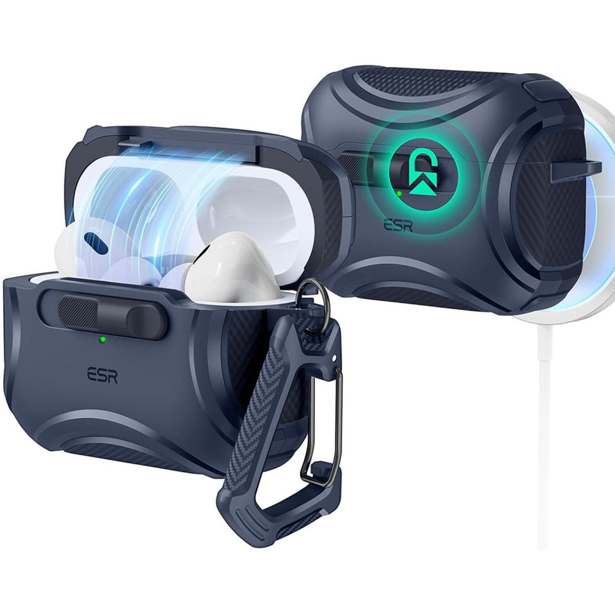 Θήκη AirPods Pro 2nd Gen / 1st Gen ESR Cyber FlickLock HaloLock Ανθεκτική με MagSafe - Blue (4894240195291)