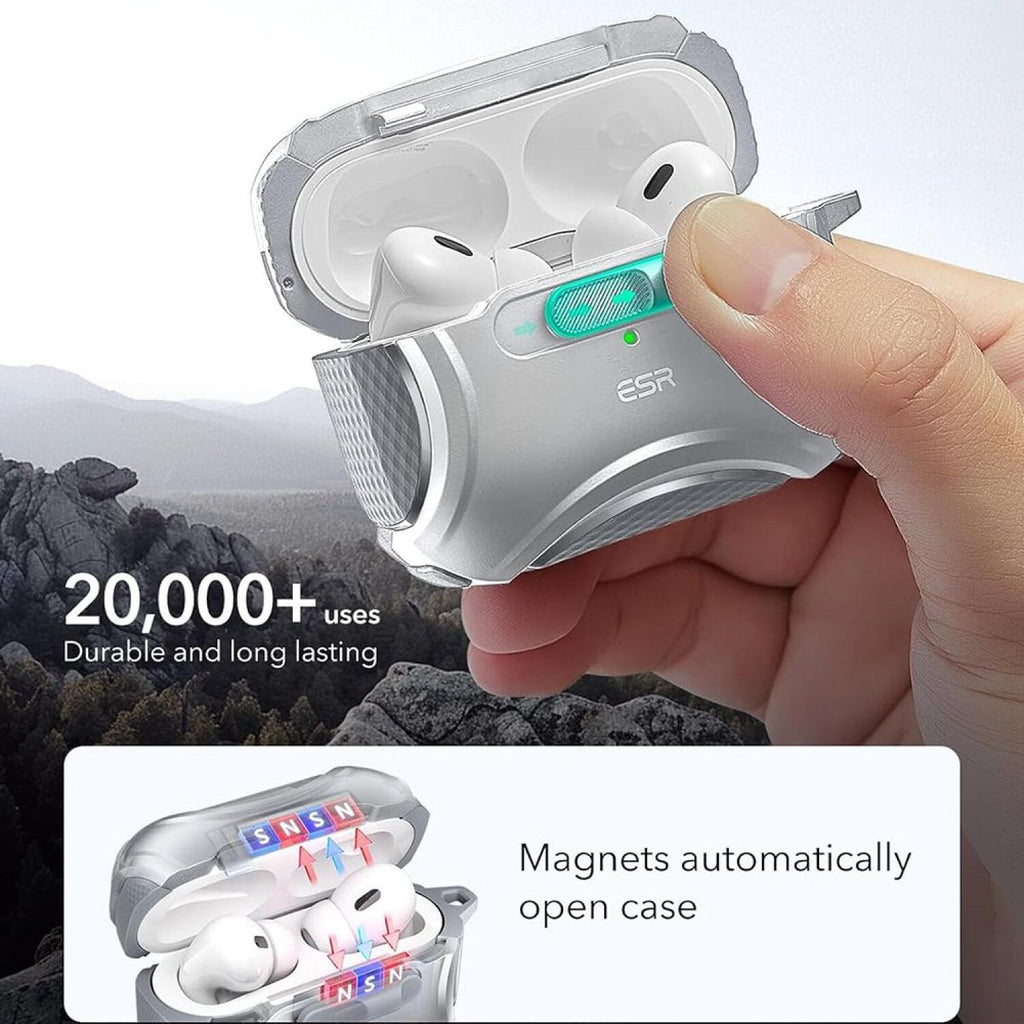 Θήκη AirPods Pro 2nd Gen / 1st Gen ESR Cyber FlickLock HaloLock Ανθεκτική με MagSafe - Grey (4894240195253)