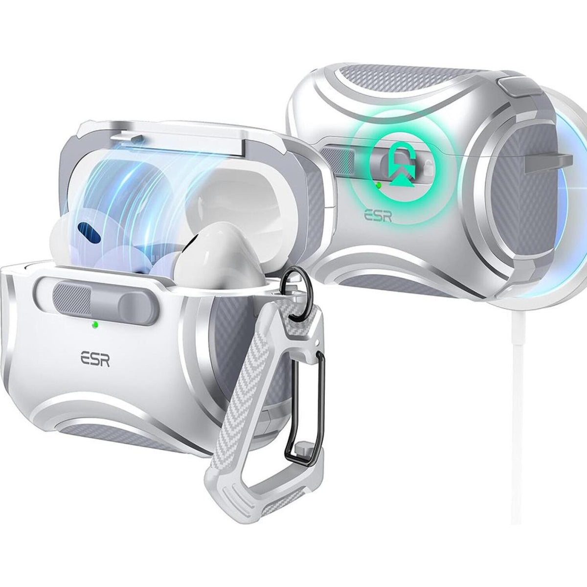 Θήκη AirPods Pro 2nd Gen / 1st Gen ESR Cyber FlickLock HaloLock Ανθεκτική με MagSafe - Grey (4894240195253)
