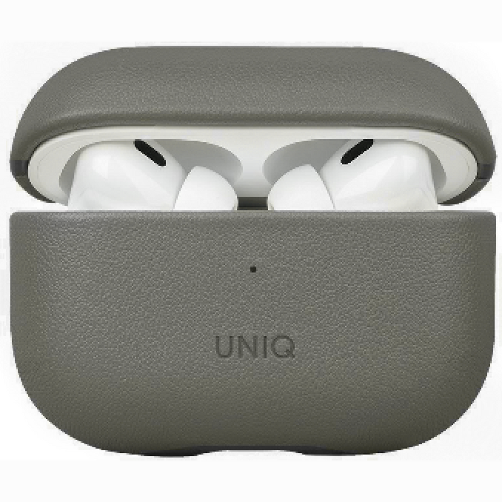 Θήκη AirPods Pro 2nd Gen Uniq Lyden Duo Series Premium Σκληρή από Vegan Δέρμα με Λουράκι Χειρός - Rhino Grey / Black (UNIQ-AI