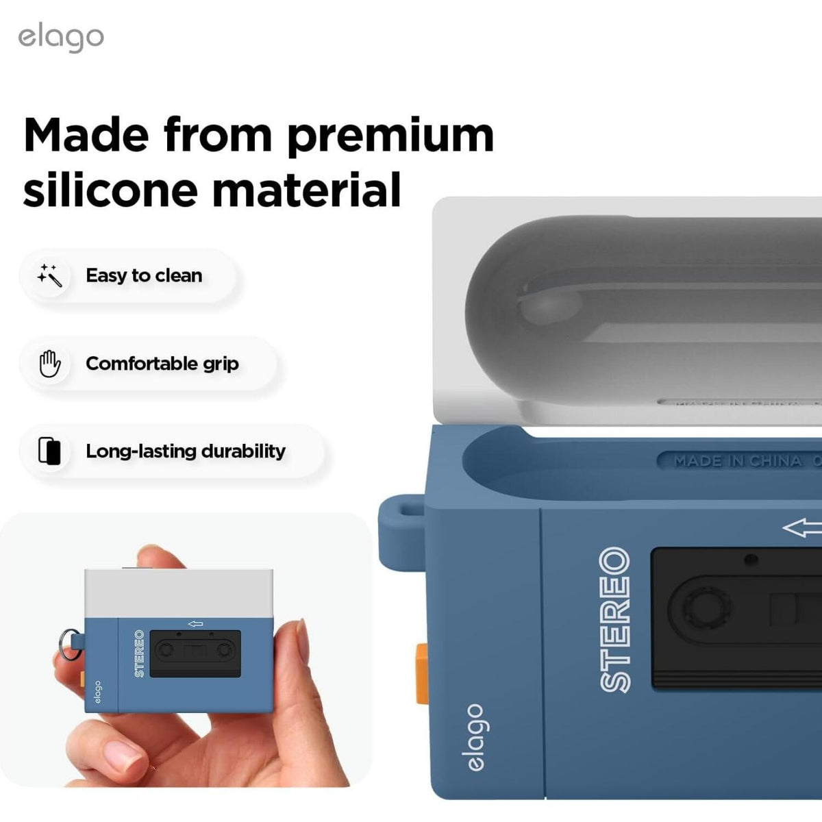Θήκη AirPods Pro 3rd Gen Elago Cassette Player Hang Case Σιλικόνης - Blue (EAPP3CST-HANG-BL)