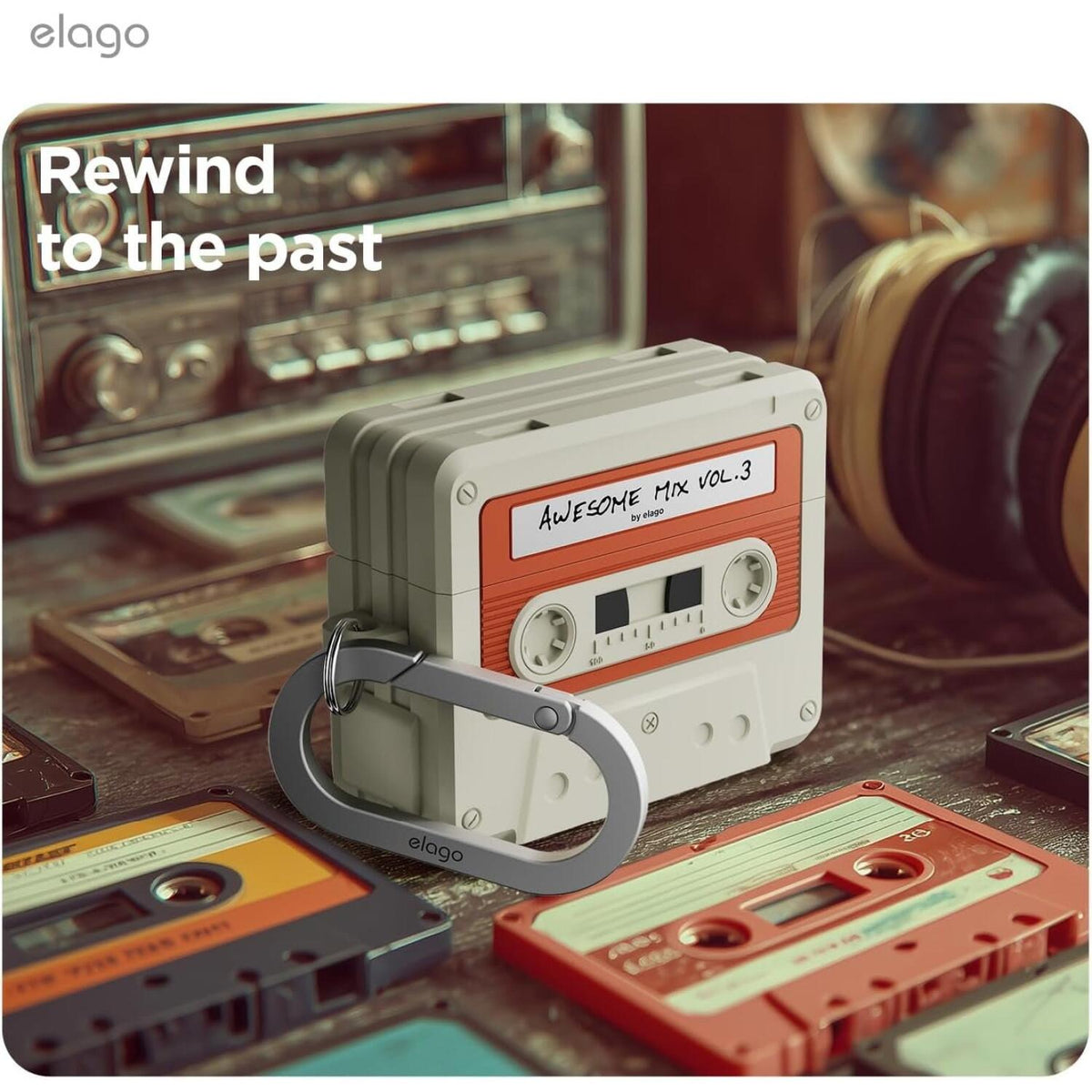 Θήκη AirPods Pro 3rd Gen Elago Cassette Tape Hang Case Σιλικόνης - Classic White (EAPP3TAPE-HANG-CWHRD)