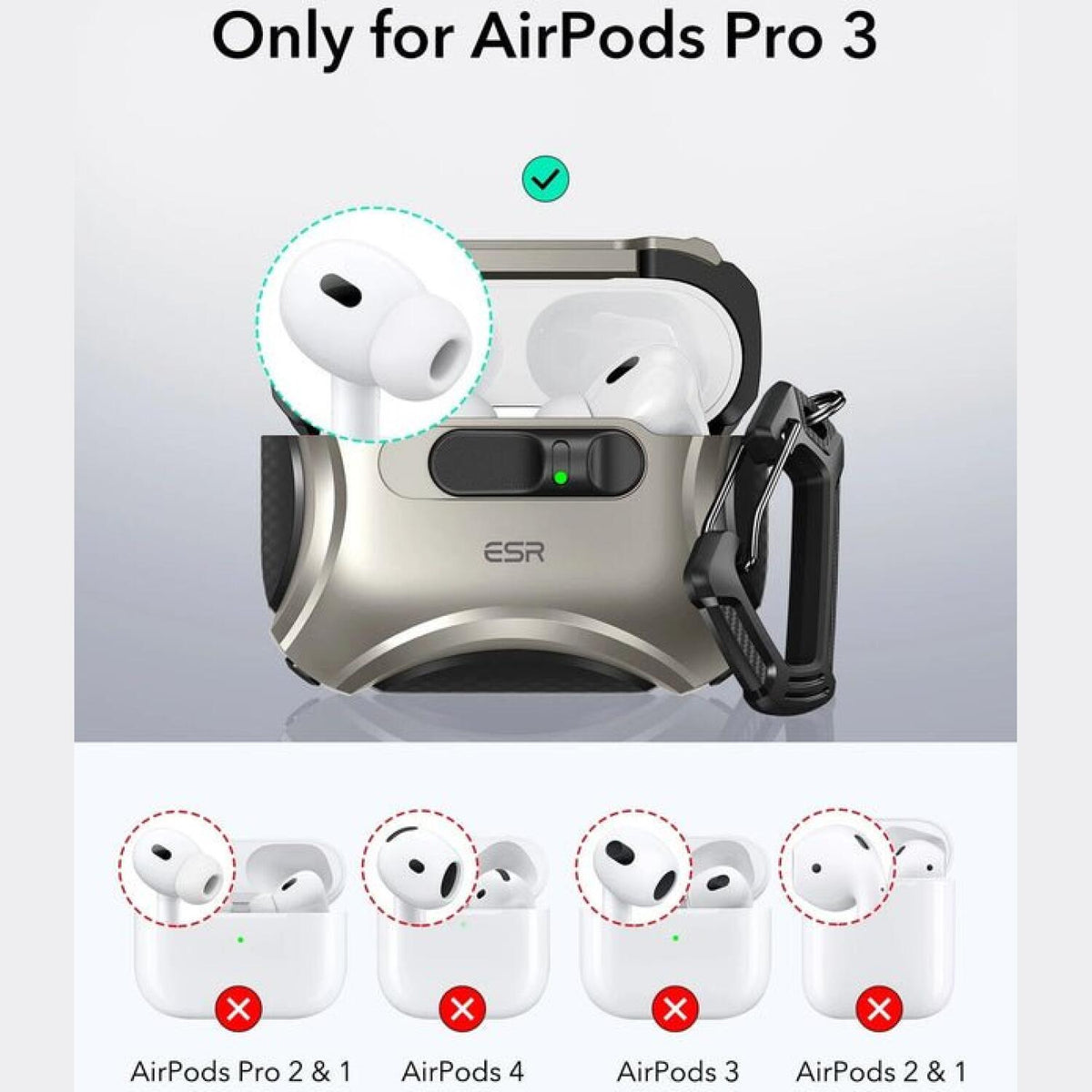 Θήκη AirPods Pro 3rd Gen ESR Cyber FlickLock Magnetic Ανθεκτική με MagSafe - Titanium (4894240289242)