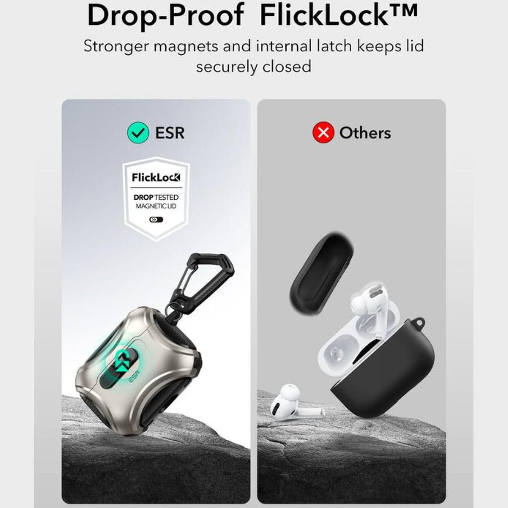 Θήκη AirPods Pro 3rd Gen ESR Cyber FlickLock Magnetic Ανθεκτική με MagSafe - Titanium (4894240289242)