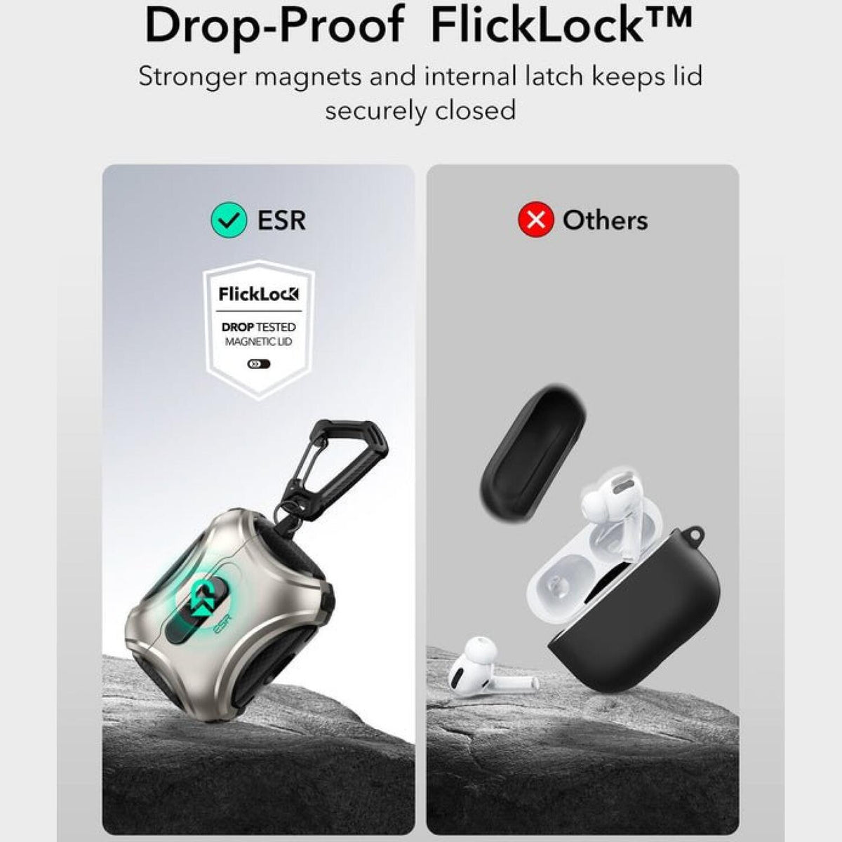 Θήκη AirPods Pro 3rd Gen ESR Cyber FlickLock Magnetic Ανθεκτική με MagSafe - Titanium (4894240289242)