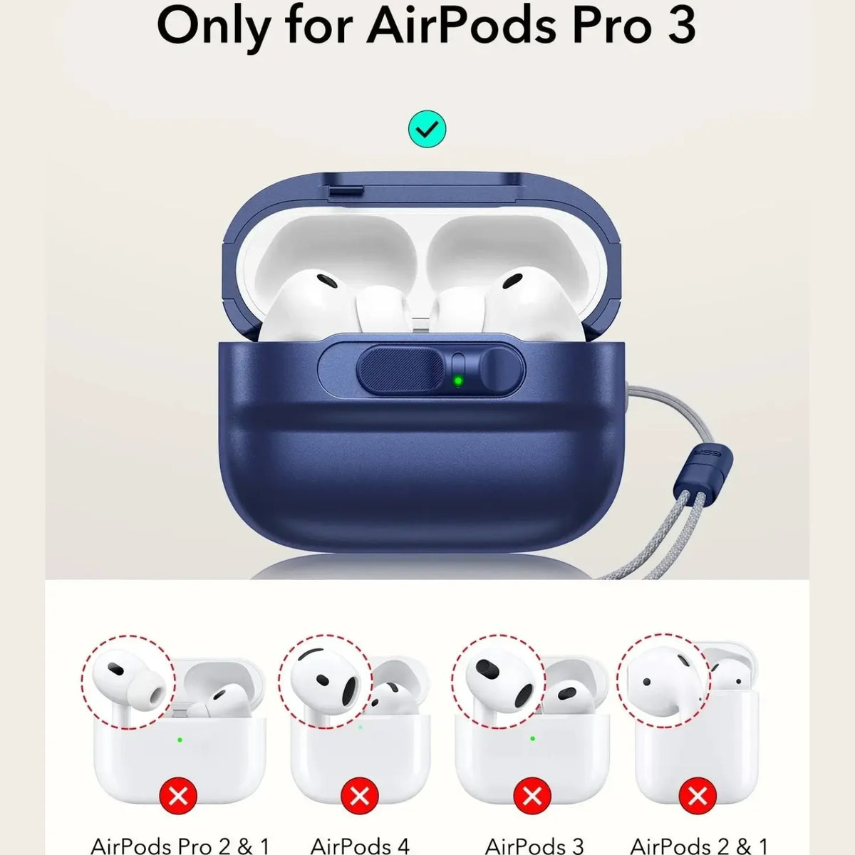 Θήκη AirPods Pro 3rd Gen ESR Pulse FlickLock Magnetic Case με MagSafe & Λουράκι Χειρός - Dark Blue (4894240292075)