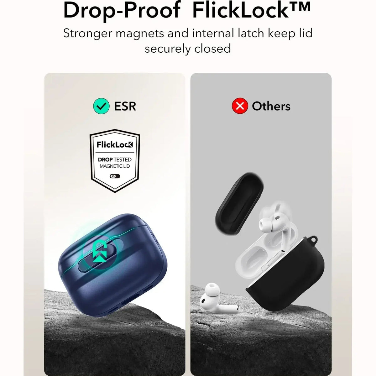 Θήκη AirPods Pro 3rd Gen ESR Pulse FlickLock Magnetic Case με MagSafe & Λουράκι Χειρός - Dark Blue (4894240292075)