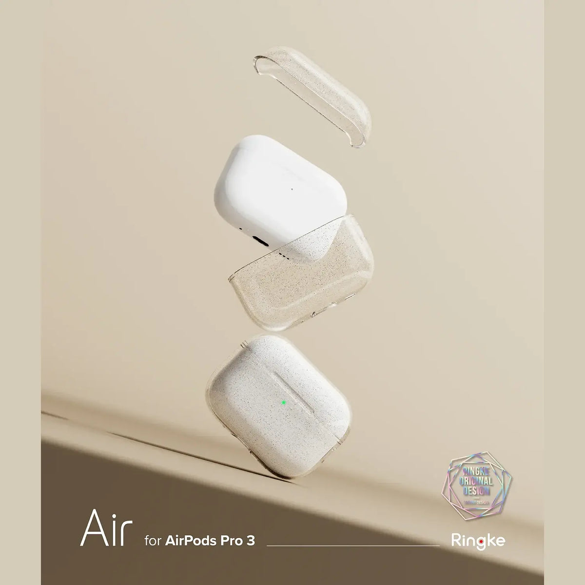 Θήκη AirPods Pro 3rd Gen Ringke Air Σιλικόνης - Glitter Clear (8800293859352)