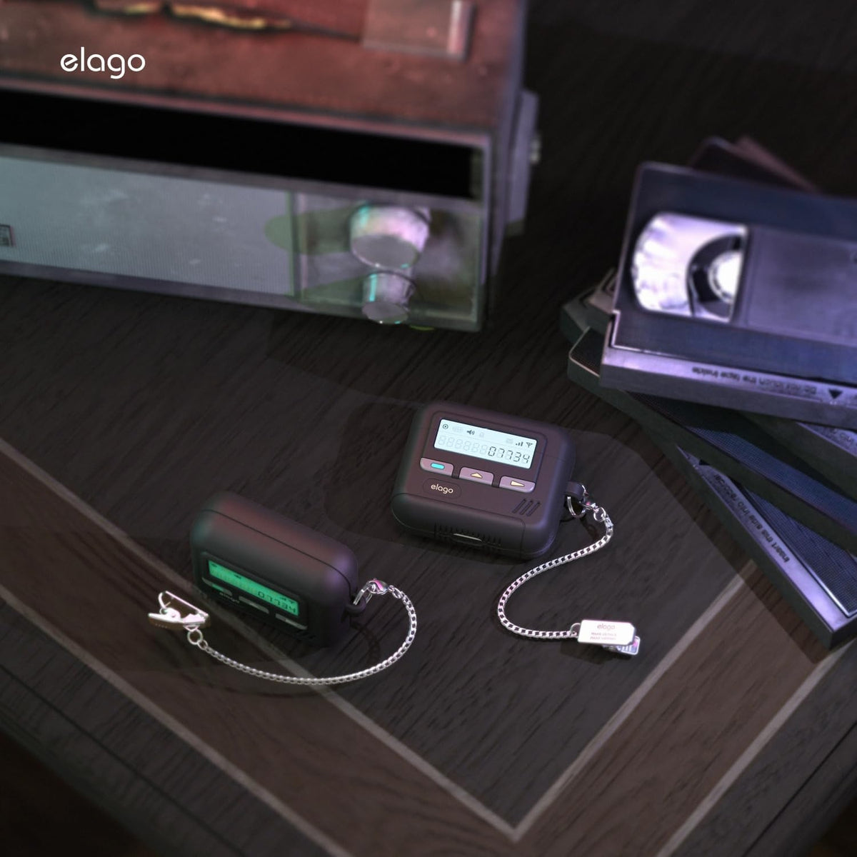 Θήκη Apple AirPods 4th Gen - Elago Pager Hang Case Σιλικόνης & Μεταλλικό Λουράκι με Κλιπ - Black (EAP4PAGER-HANG-BK)