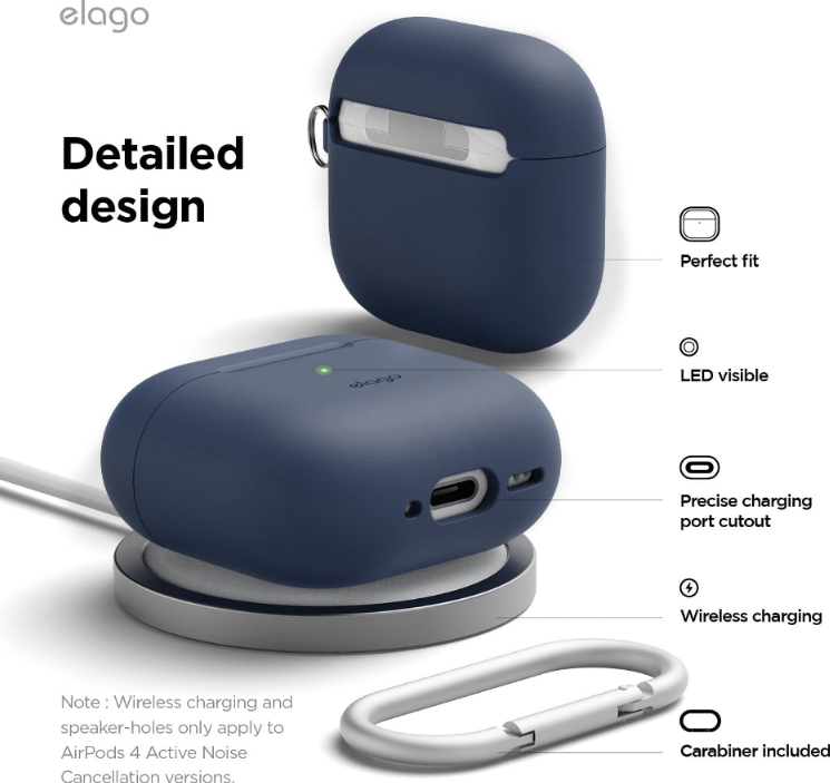 Θήκη Apple AirPods 4th Gen - Elago Silicone Hang Case Σιλικόνης - Jean Indigo (EAP4SC-HANG-JIN)