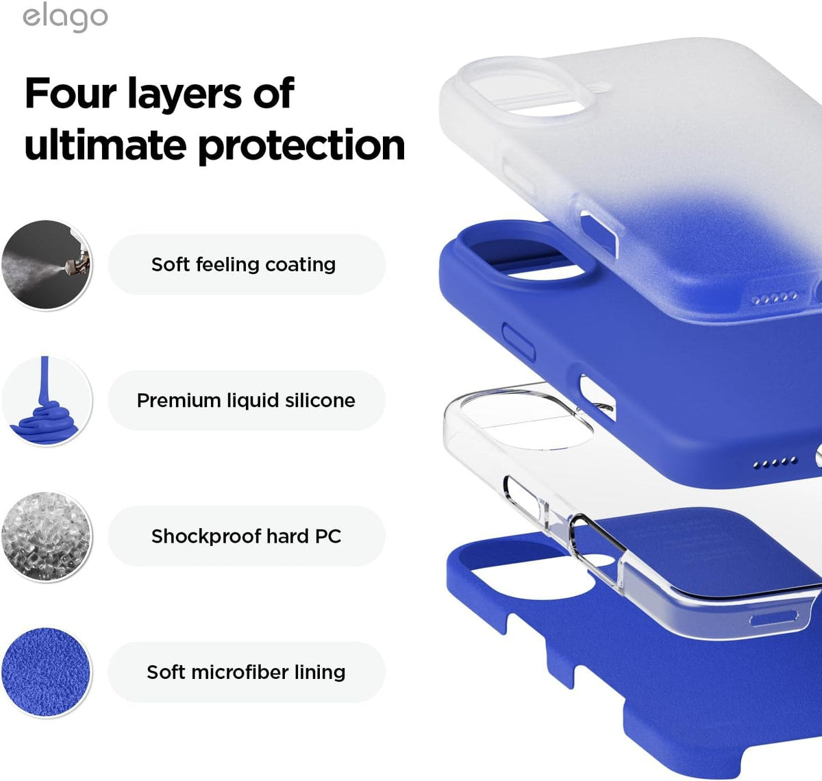 Θήκη Apple iPhone 16 - Elago Silicone Case Premium Σιλικόνης - Cobalt Blue (ES16SC61-CBL)