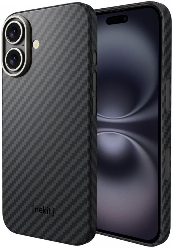 Θήκη Apple iPhone 16 - Nekit Fiber Σκληρή με MagSafe Aramid Fiber - 1mm - 1500D Kevlar - Black (8719246451881)