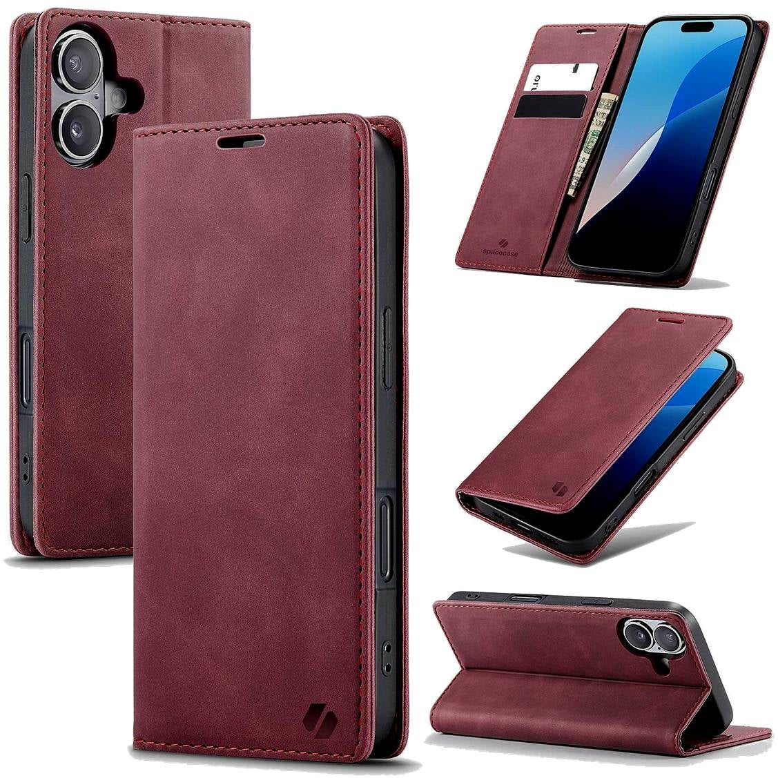 Θήκη Apple iPhone 16 Plus - Spacecase Wallet Πορτοφόλι - Red (5905719111397)