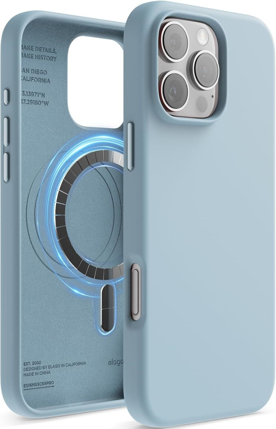Θήκη Apple iPhone 16 Pro Max - Elago Magnetic Silicone Case Premium Σιλικόνης με MagSafe - Sky Blue (ES16MSSC69PRO-SBL)