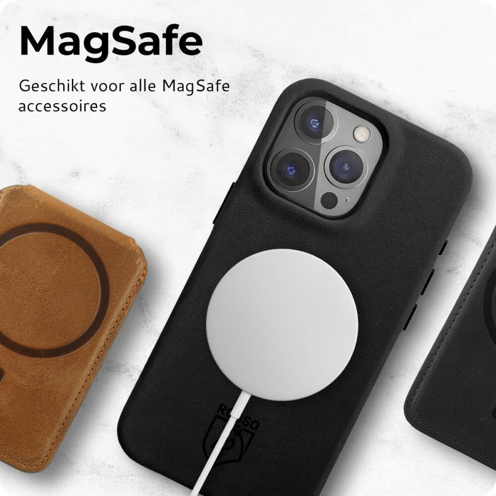 Θήκη Apple iPhone 16 Pro Max - Rosso Elite Back Cover Δερμάτινη με MagSafe - Black (8719246454264)