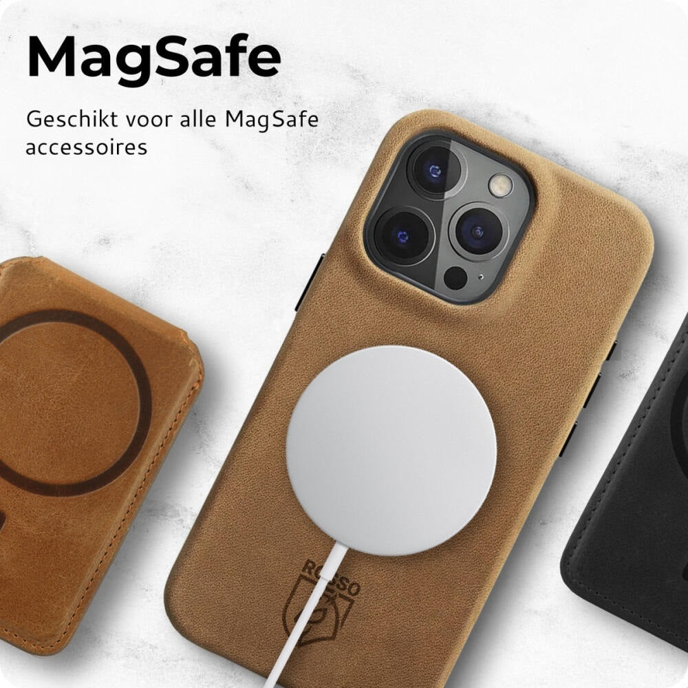 Θήκη Apple iPhone 16 Pro Max - Rosso Elite Back Cover Δερμάτινη με MagSafe - Light Brown (8719246454240)
