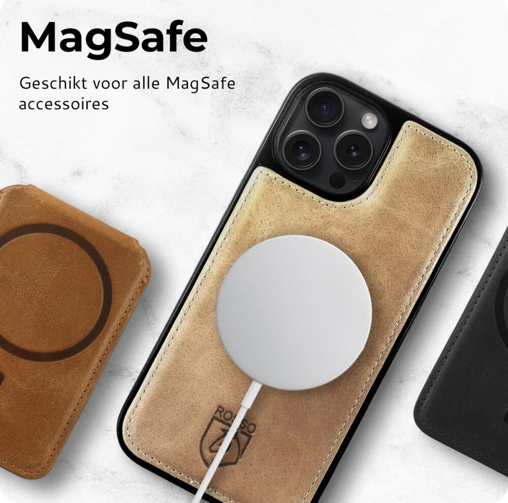 Θήκη Apple iPhone 16 Pro Max - Rosso Elite Δερμάτινο Πορτοφόλι με MagSafe - Light Brown (8719246454127)