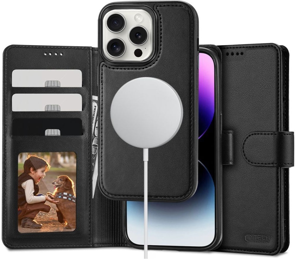 Θήκη Apple iPhone 16 Pro - Tech-Protect Wallet 2 σε 1 Πορτοφόλι με Αποσπώμενη MagSafe - Black (5906302311606)