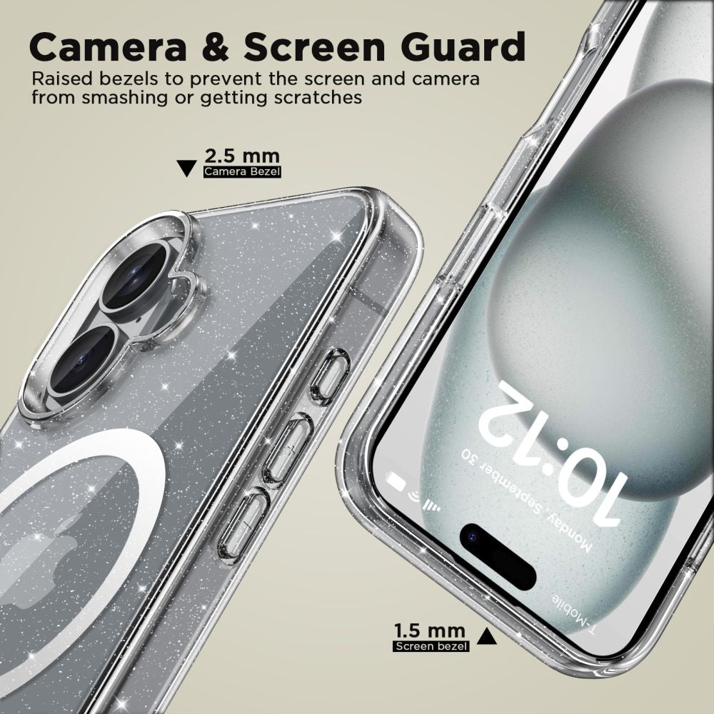 Θήκη Apple iPhone 16 - Tech-Protect FlexAir Hybrid Σκληρή Διάφανη με MagSafe - Glitter (5906302311422)