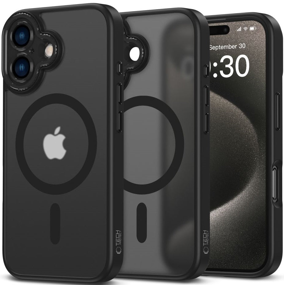 Θήκη Apple iPhone 16 - Tech-Protect MagCam Σκληρή Ημιδιάφανη με MagSafe & Πλαίσιο Κάμερας - Matte Black (5906302311668)