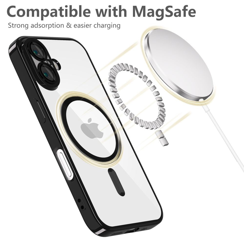 Θήκη Apple iPhone 16 - Tech-Protect MagFlex Διάφανη Σιλικόνης με MagSafe - Shiny Black (5906302311347)