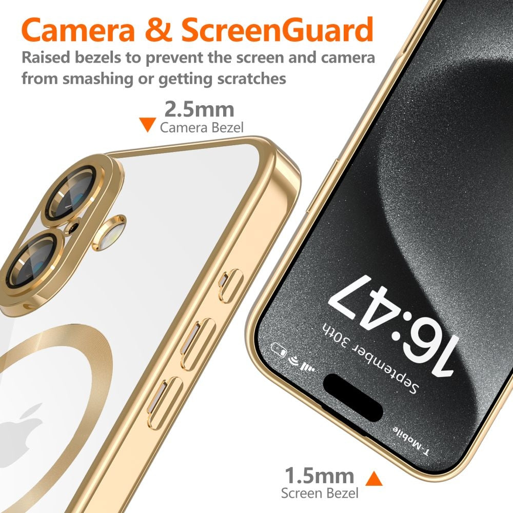 Θήκη Apple iPhone 16 - Tech-Protect MagFlex Διάφανη Σιλικόνης με MagSafe - Shiny Gold (5906302311385)