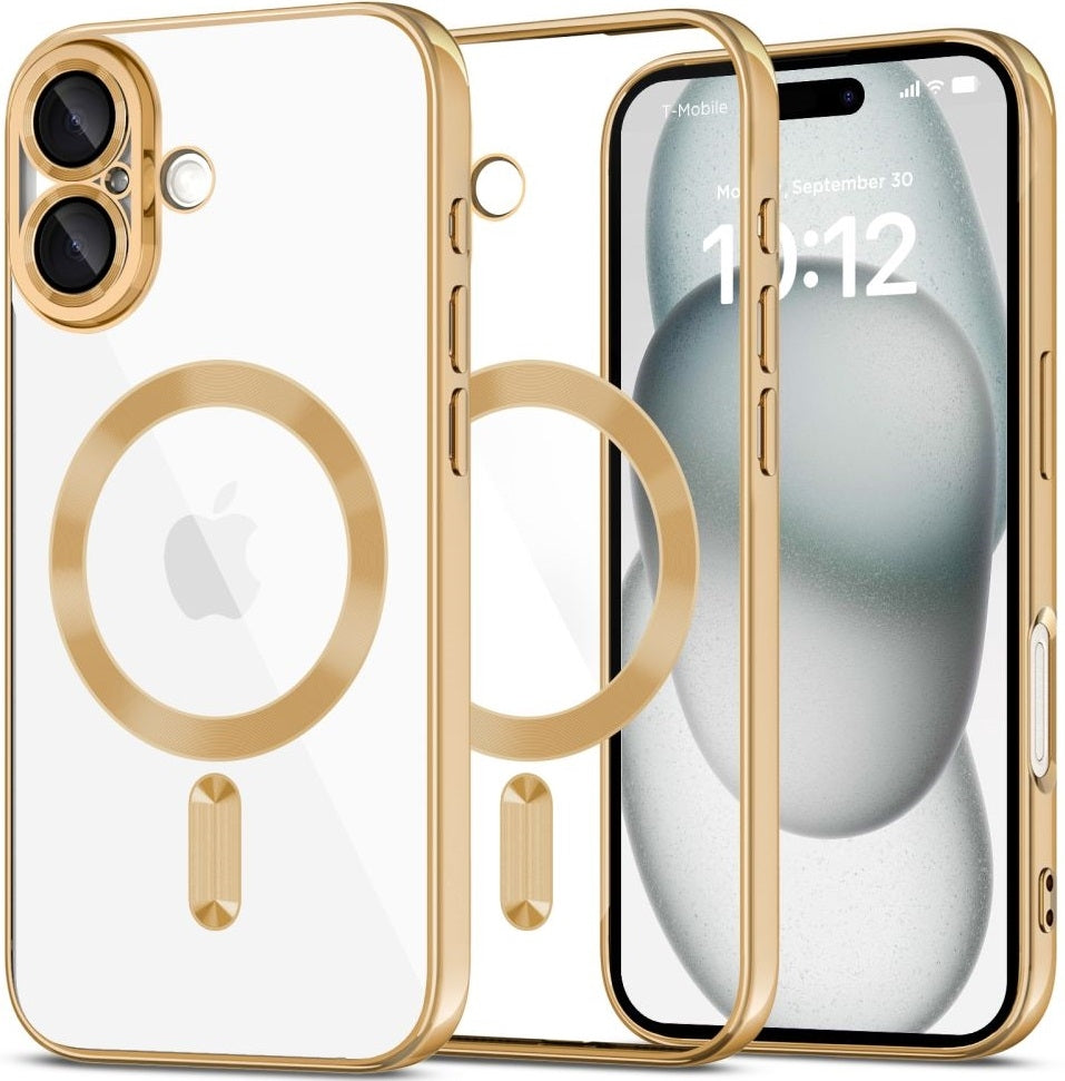 Θήκη Apple iPhone 16 - Tech-Protect MagFlex Διάφανη Σιλικόνης με MagSafe - Shiny Gold (5906302311385)