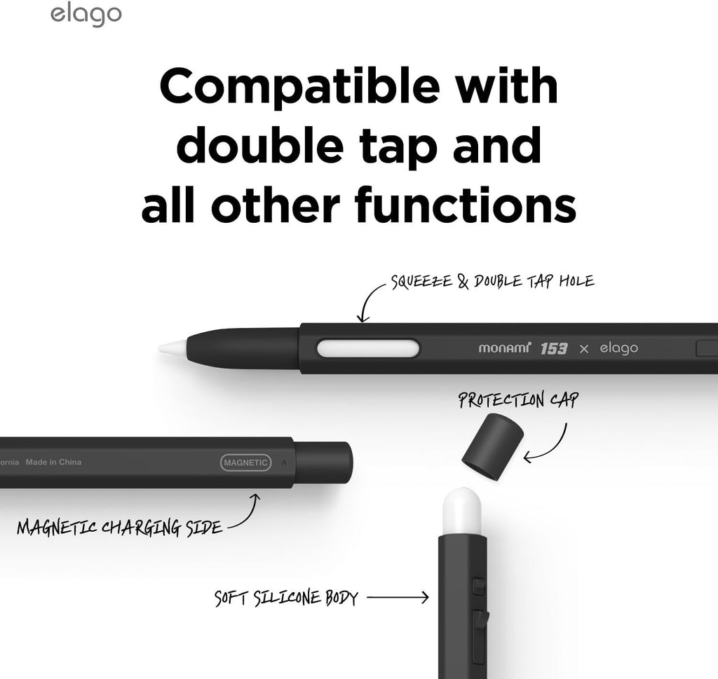 Θήκη Apple Pencil 2nd Gen Elago Monami X Premium Σιλικόνης - Black (EAPEN2-SC-MNM-BLACK)