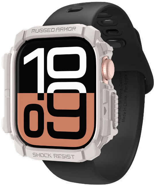 Θήκη Apple Watch 11 / 10 46mm Spigen Rugged Armor Ανθεκτική Σιλικόνης - Dune Beige (ACS08600)