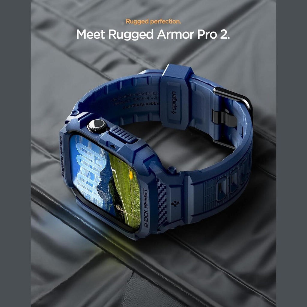 Θήκη Apple Watch 11 / 10 42mm Spigen Rugged Armor Pro 2 Unibody Σιλικόνης - Navy Blue (ACS10495)
