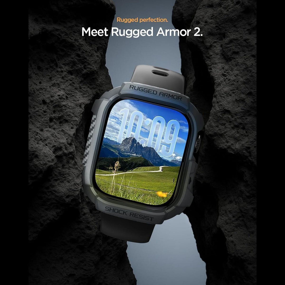 Θήκη Apple Watch 11 / 10 46mm Spigen Rugged Armor 2 Ανθεκτική Σιλικόνης - Dark Gray (ACS10500)