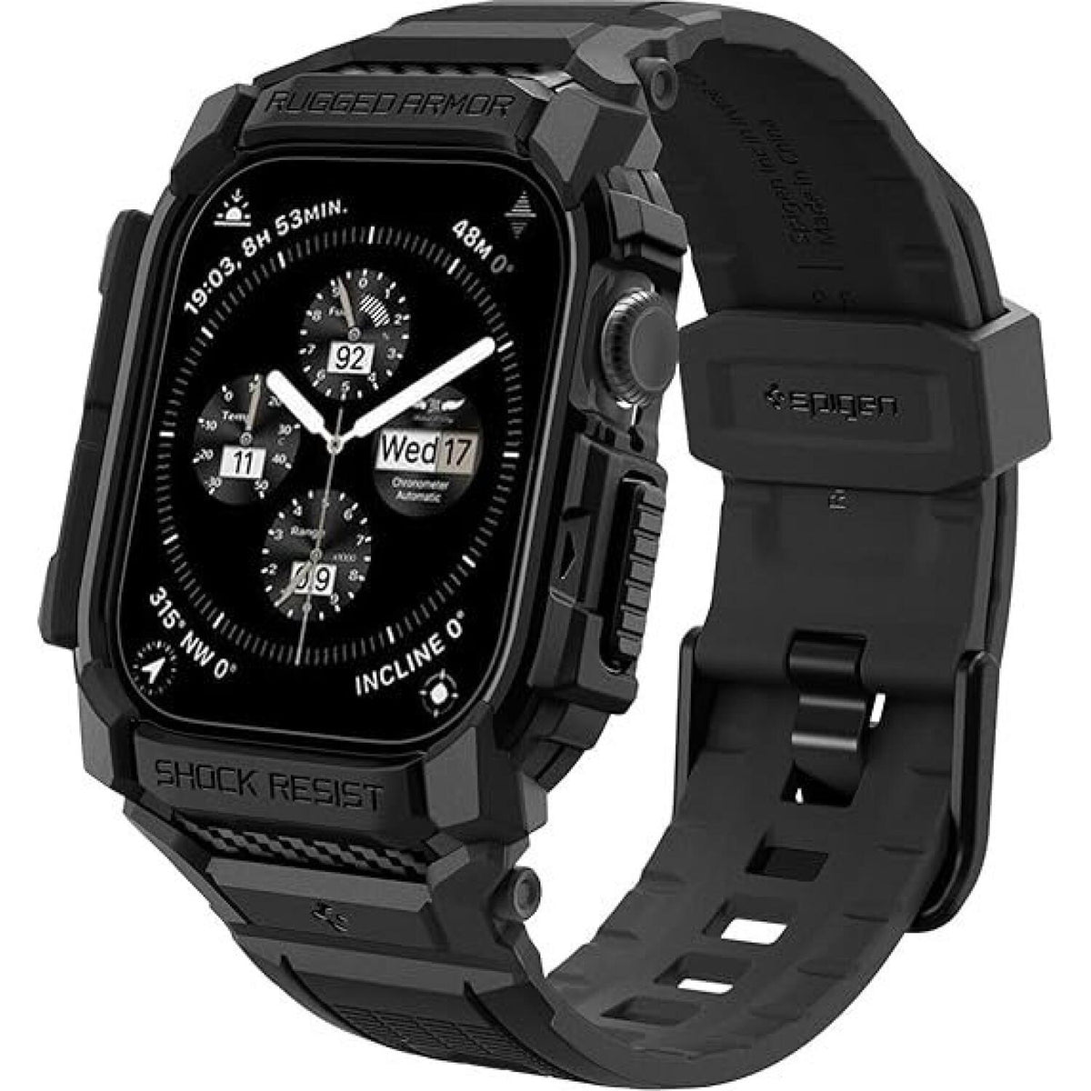 Θήκη Apple Watch 11 / 10 46mm Spigen Rugged Armor Pro Unibody Σιλικόνης - Matte Black (ACS08604)
