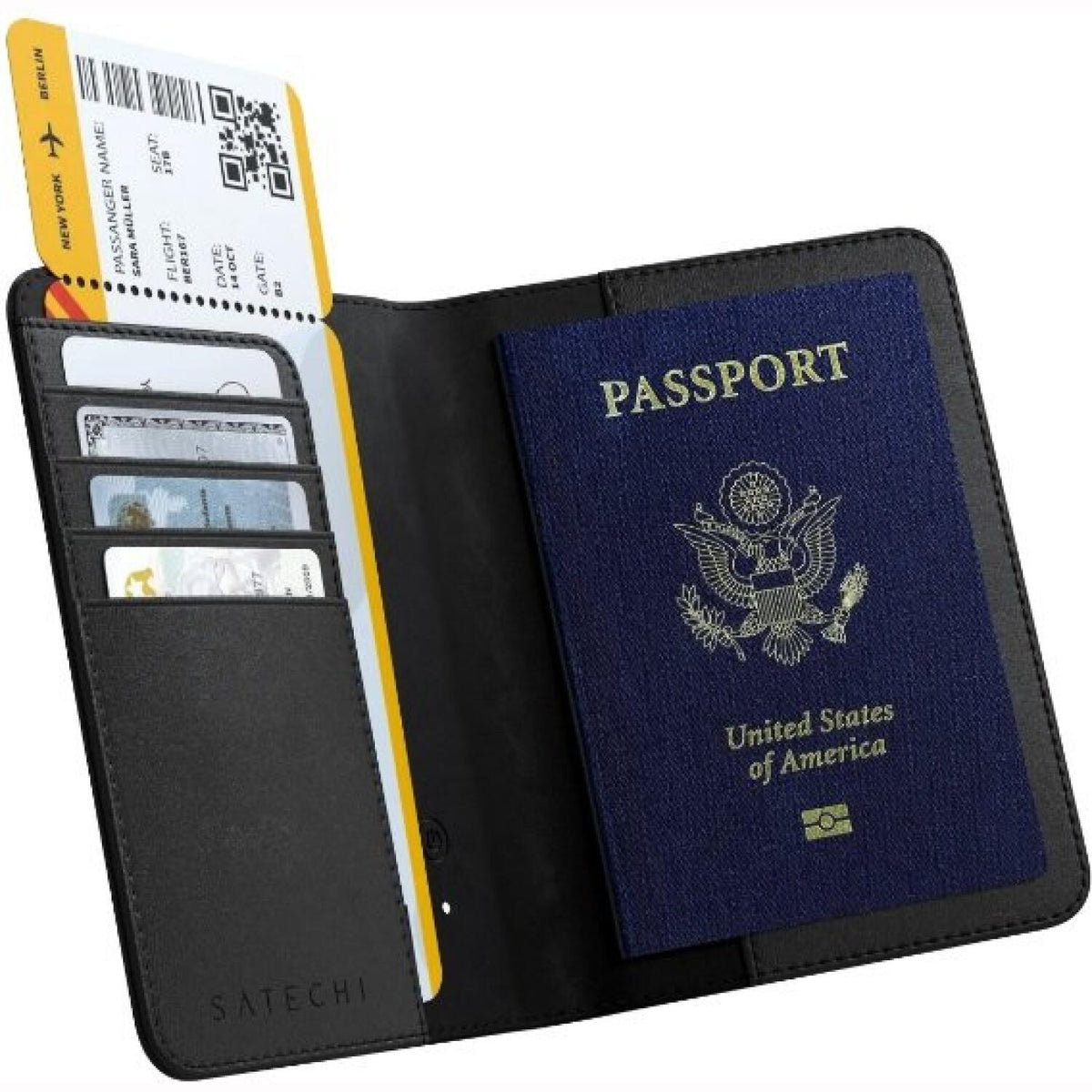 Θήκη Διαβατηρίου Satechi FindAll Passport Cover Επαναφορτιζόμενη Αντικλεπτική από Vegan Δέρμα με RFID & Συμβατότητα Apple Fin