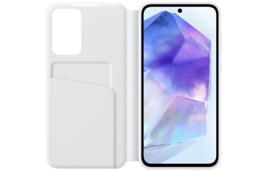 Θήκη Flip με Ενεργό Πορτάκι - Samsung Galaxy A55 - Official Samsung S View Wallet Cover - White (EF-ZA556CWEGWW)