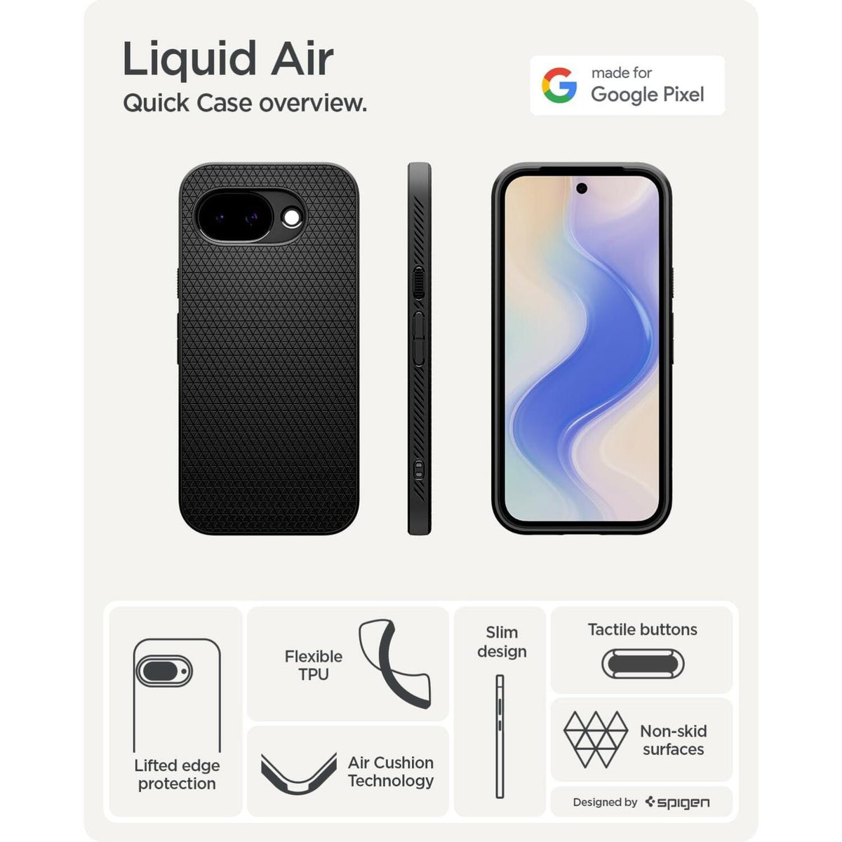 Θήκη Google Pixel 10a Spigen Liquid Air Σιλικόνης - Matte Black (ACS11285)