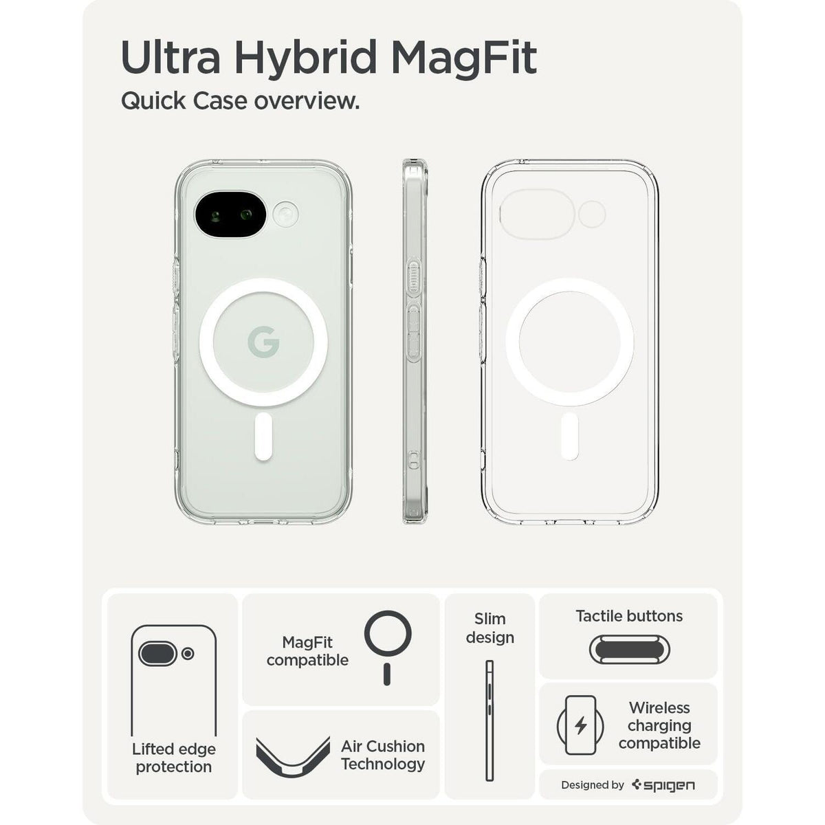 Θήκη Google Pixel 10a Spigen Ultra Hybrid MagFit Ανθεκτική Σκληρή με MagSafe - Clear / White (ACS11276)