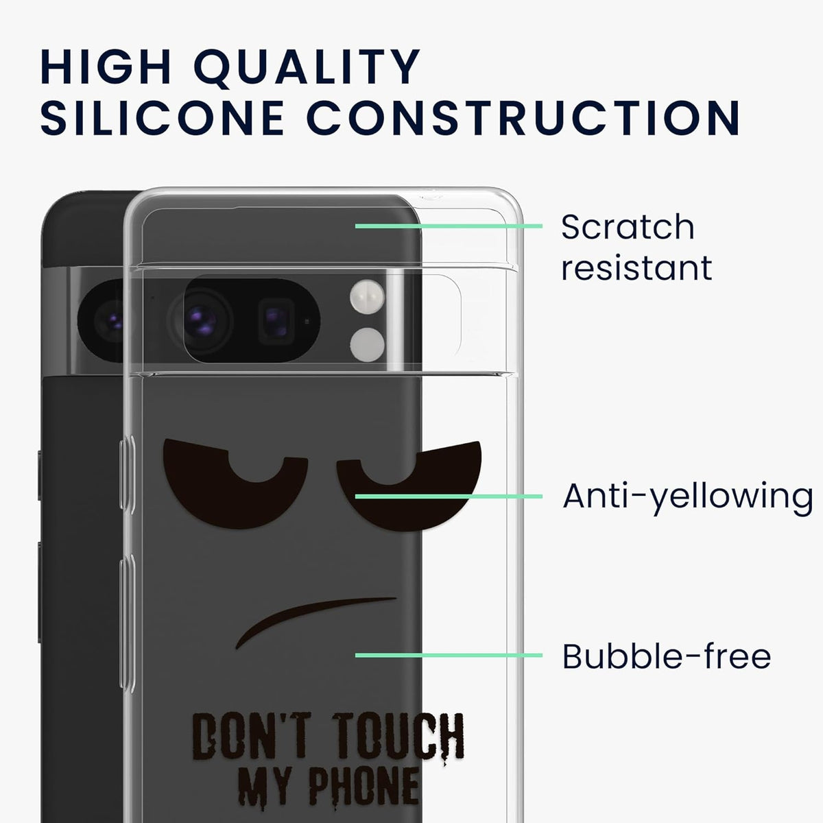 Θήκη Google Pixel 8 Pro - KWmobile TPU Case Σιλικόνης - Don't Touch My Phone / Transparent / Black (KWM000020JM003C)