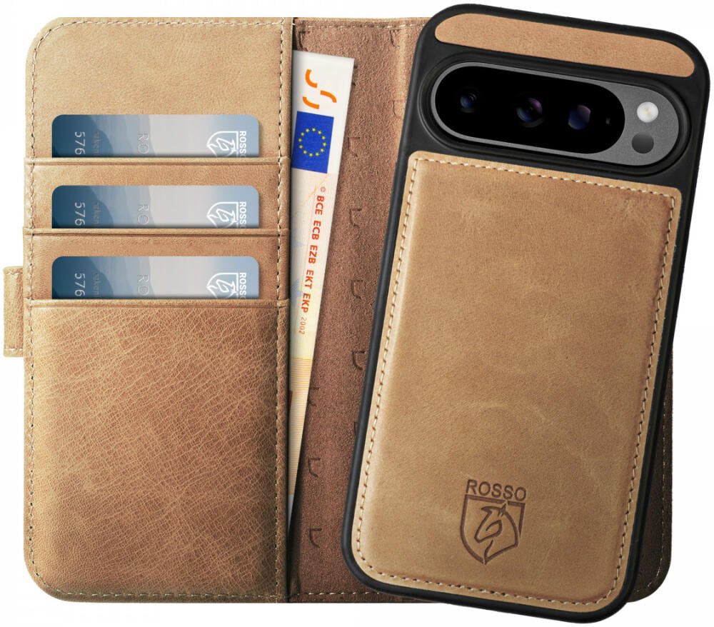 Θήκη Google Pixel 9 / 9 Pro Rosso Elite Δερμάτινο Πορτοφόλι με MagSafe - Light Brown (8719246461804)