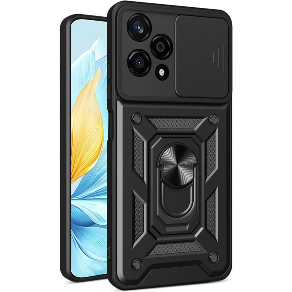 Θήκη Honor 200 Lite Techsuit CamShield Ανθεκτική με Κάλυμμα για την Κάμερα & Μεταλλικό Ring Holder - Black (5949419165847)