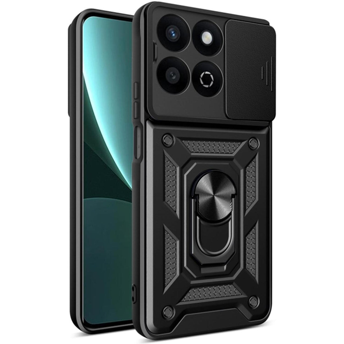 Θήκη Honor 200 Smart / X7c Techsuit CamShield Ανθεκτική με Κάλυμμα για την Κάμερα & Μεταλλικό Ring Holder - Black (5949419255
