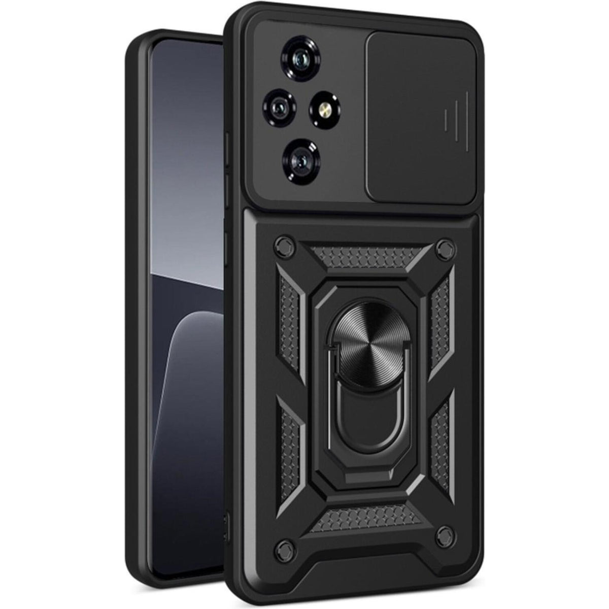 Θήκη Honor 200 Techsuit CamShield Ανθεκτική με Κάλυμμα για την Κάμερα & Μεταλλικό Ring Holder - Black (5949419199200)