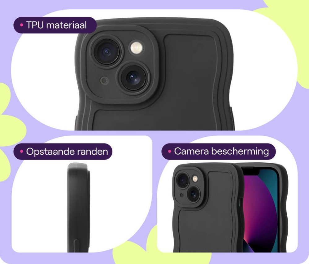 Θήκη iPhone 13 HappyCase Wavy Σιλικόνης - Black (8719246474576)
