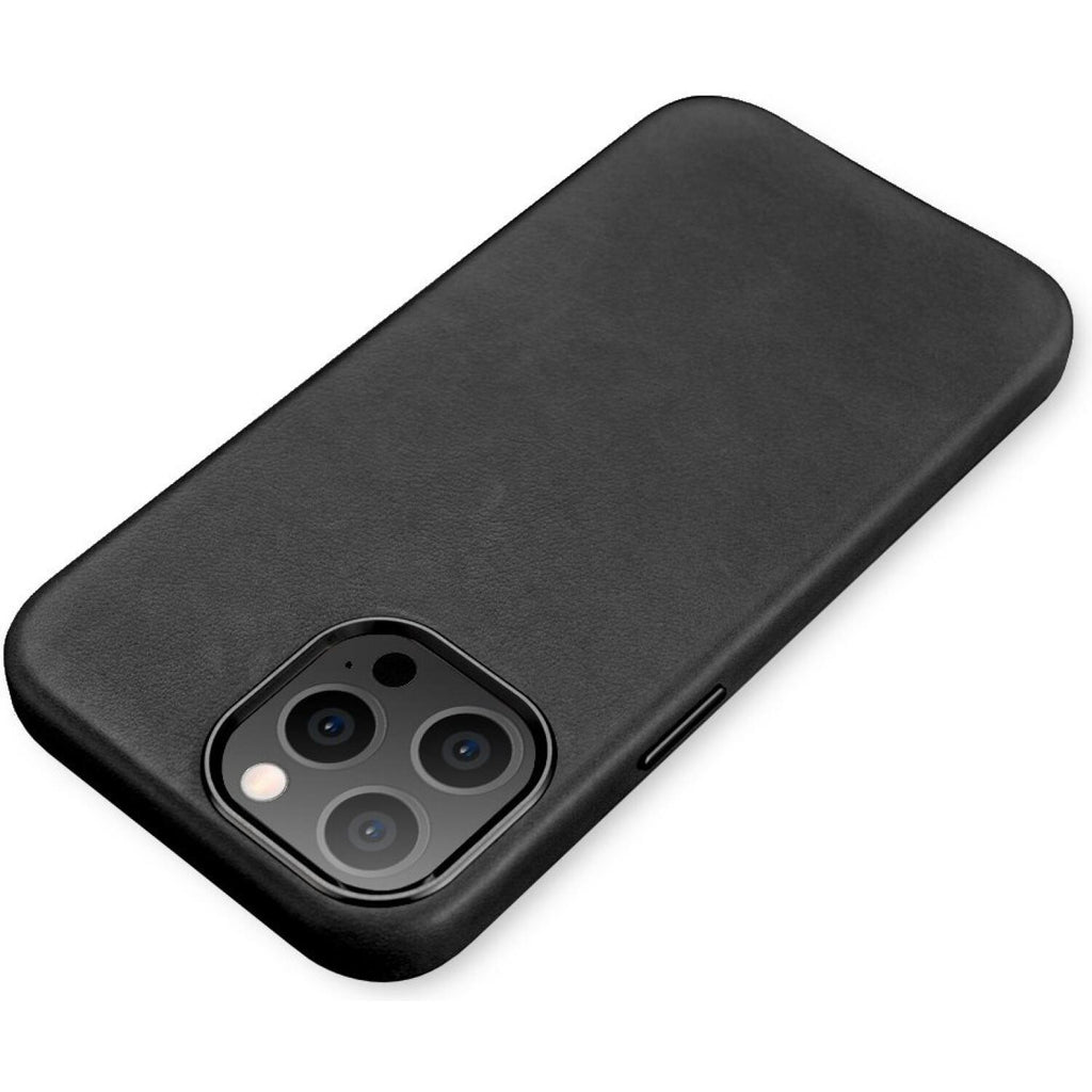Θήκη iPhone 13 Pro iCarer Leather Back Case Δερμάτινη με MagSafe - Black (WMI1303-BK)