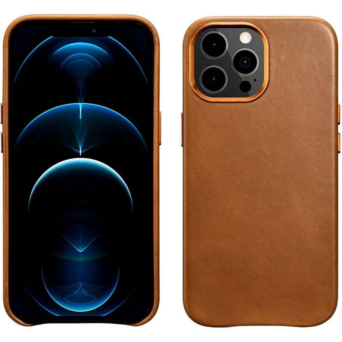 Θήκη iPhone 13 Pro iCarer Leather Back Case Δερμάτινη με MagSafe - Brown (WMI1303-BN)
