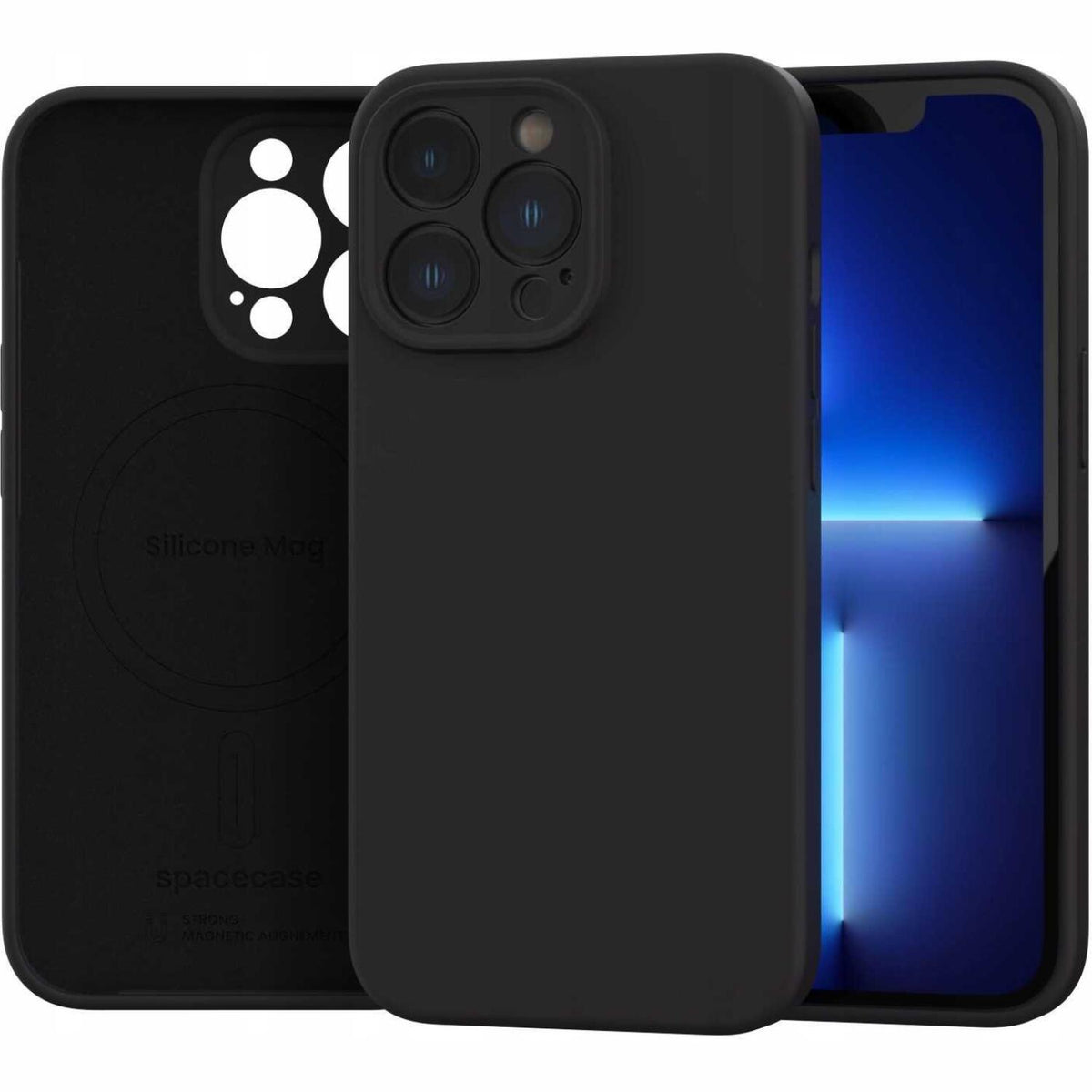 Θήκη iPhone 13 Pro Spacecase Silicone Mag Case Σιλικόνης με MagSafe - Black (5905719138707)