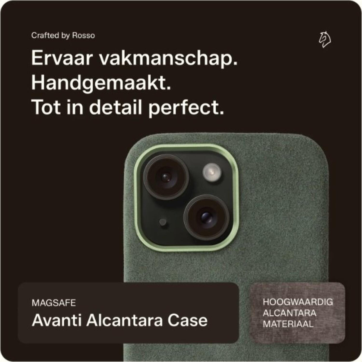 Θήκη iPhone 14 / 13 Rosso Avanti Back Cover από Premium Alcantara με MagSafe - Green (8719246549915)